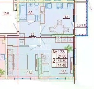 Продается 2-комн. квартира, 43,3 м²