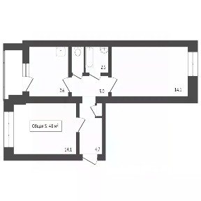 Продается 2-комн. квартира, 48 м²