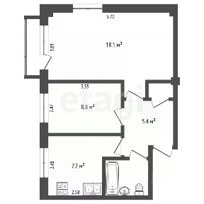 Продается 2-комн. квартира, 42,4 м²
