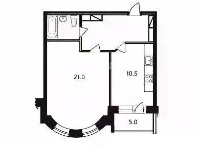 Продается 1-комн. квартира, 44,4 м²