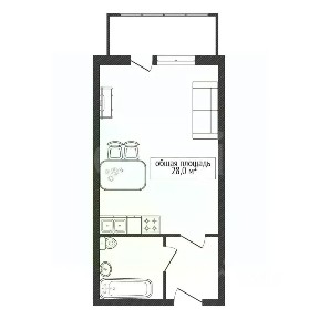 Продается студия, 28 м²