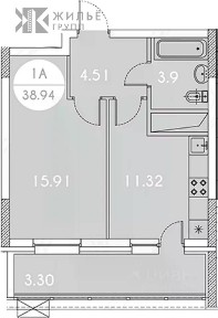 Продается 1-комн. квартира, 38,94 м²