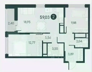 Продается 2-комн. квартира, 56,9 м²