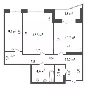 Продается 2-комн. квартира, 57,1 м²