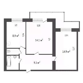 Продается 2-комн. квартира, 52,2 м²