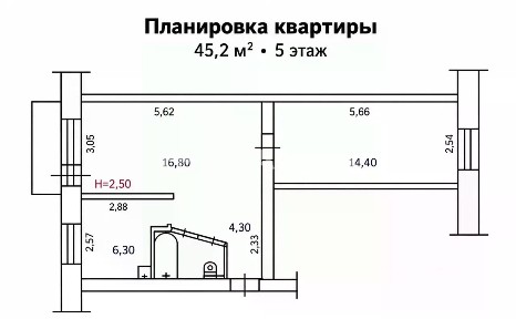 Продается 2-комн. квартира, 45,2 м²