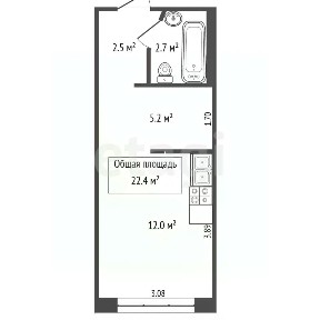 Продается студия, 22,4 м²