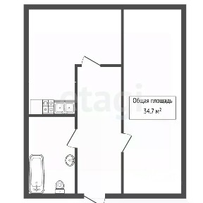 Продается 1-комн. квартира, 34,7 м²