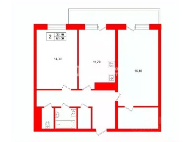 Продается 2-комн. квартира, 63 м²