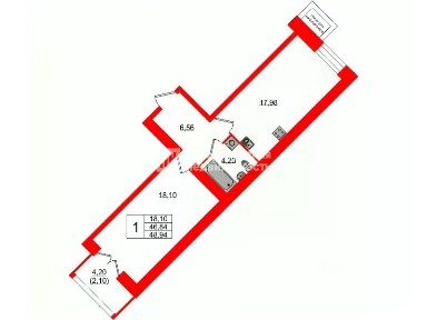 Сдается 1-комн. квартира, 46,8 м²