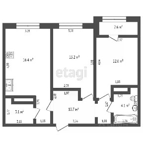 Продается 2-комн. квартира, 62,1 м²