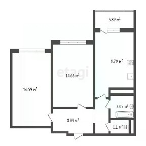 Продается 2-комн. квартира, 53,1 м²