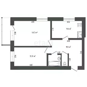 Продается 2-комн. квартира, 50,7 м²
