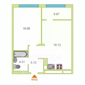 Продается 1-комн. квартира, 52 м²
