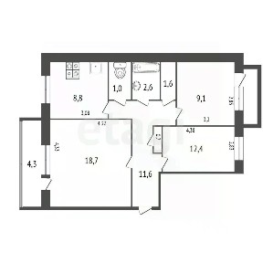 Продается 3-комн. квартира, 71,1 м²