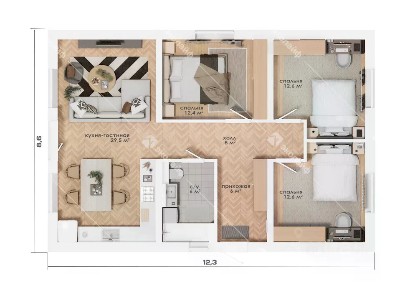 Продается 1-этажный дом, 90 м²