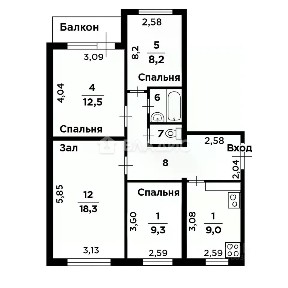 Продается 4-комн. квартира, 71,6 м²