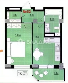Продается 1-комн. квартира, 36,42 м²