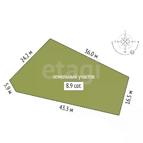 Продается участок, 8,9 сот.
