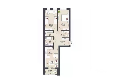 Продается 2-комн. квартира, 81,68 м²