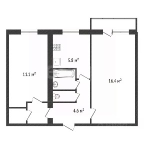 Продается 2-комн. квартира, 43,5 м²