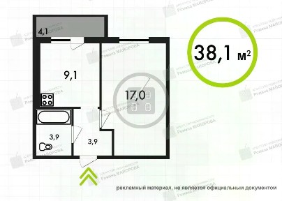 Продается 1-комн. квартира, 34 м²