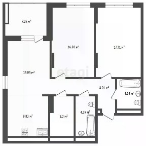 Продается 3-комн. квартира, 85,84 м²
