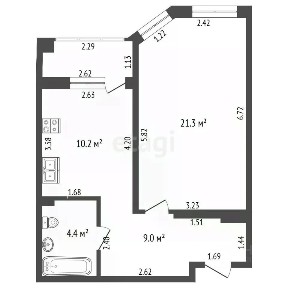 Продается 1-комн. квартира, 44,9 м²