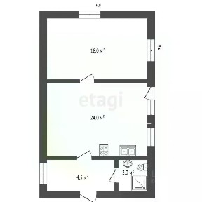 Продается 1-этажный дом, 45,8 м²
