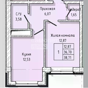 Продается 1-комн. квартира, 38,71 м²