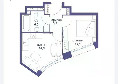 Продается 1-комн. квартира, 38,3 м²