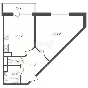 Продается 1-комн. квартира, 50,1 м²