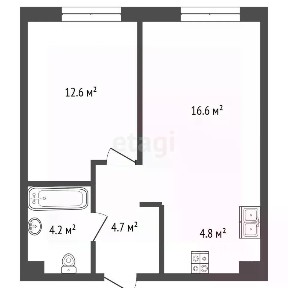 Продается 1-комн. квартира, 43 м²