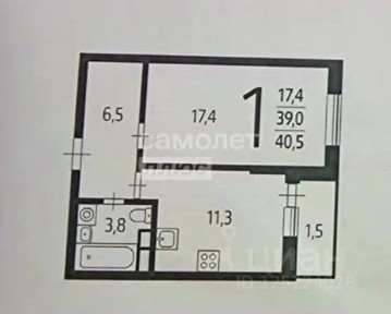 Продается 1-комн. квартира, 40,5 м²