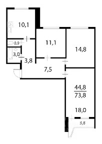Продается 3-комн. квартира, 75 м²