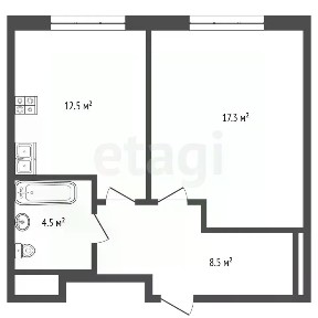 Продаются 1-комн. апартаменты, 42,8 м²