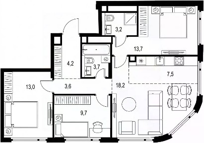 Продается 4-комн. квартира, 76,8 м²