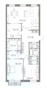 Продается квартира свободной планировки, 124,2 м²