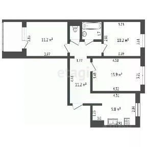 Продается 3-комн. квартира, 62,1 м²