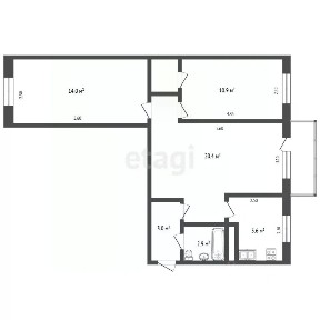 Продается 3-комн. квартира, 58,9 м²