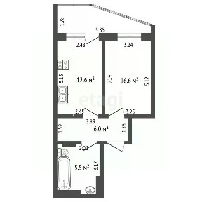 Продается 1-комн. квартира, 40,7 м²