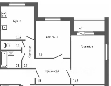 Продается 2-комн. квартира, 58,7 м²