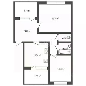 Продается 2-комн. квартира, 72,1 м²