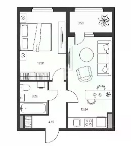 Продается 1-комн. квартира, 35,6 м²