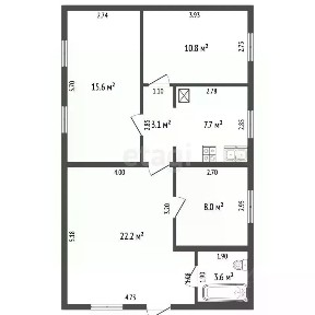 Продается 1-этажный дом, 56,1 м²