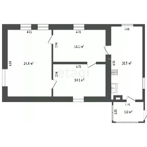 Продается 1-этажный дом, 74 м²