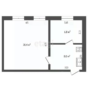 Продается 50% часть дома, 35,2 м²
