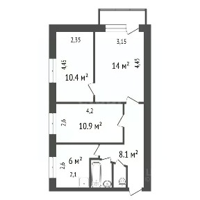 Продается 3-комн. квартира, 52,8 м²