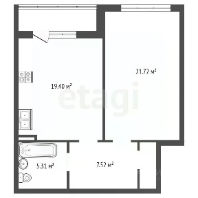 Продается 1-комн. квартира, 57,75 м²