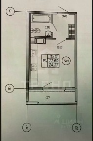 Продается студия, 26,14 м²